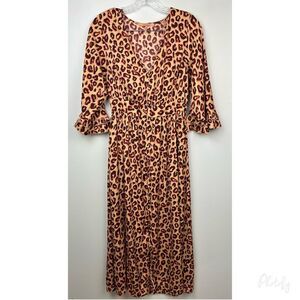 Scotch & Soda Aloha Hula Cheetah Leopard Animal Print Midi Dress Sz M